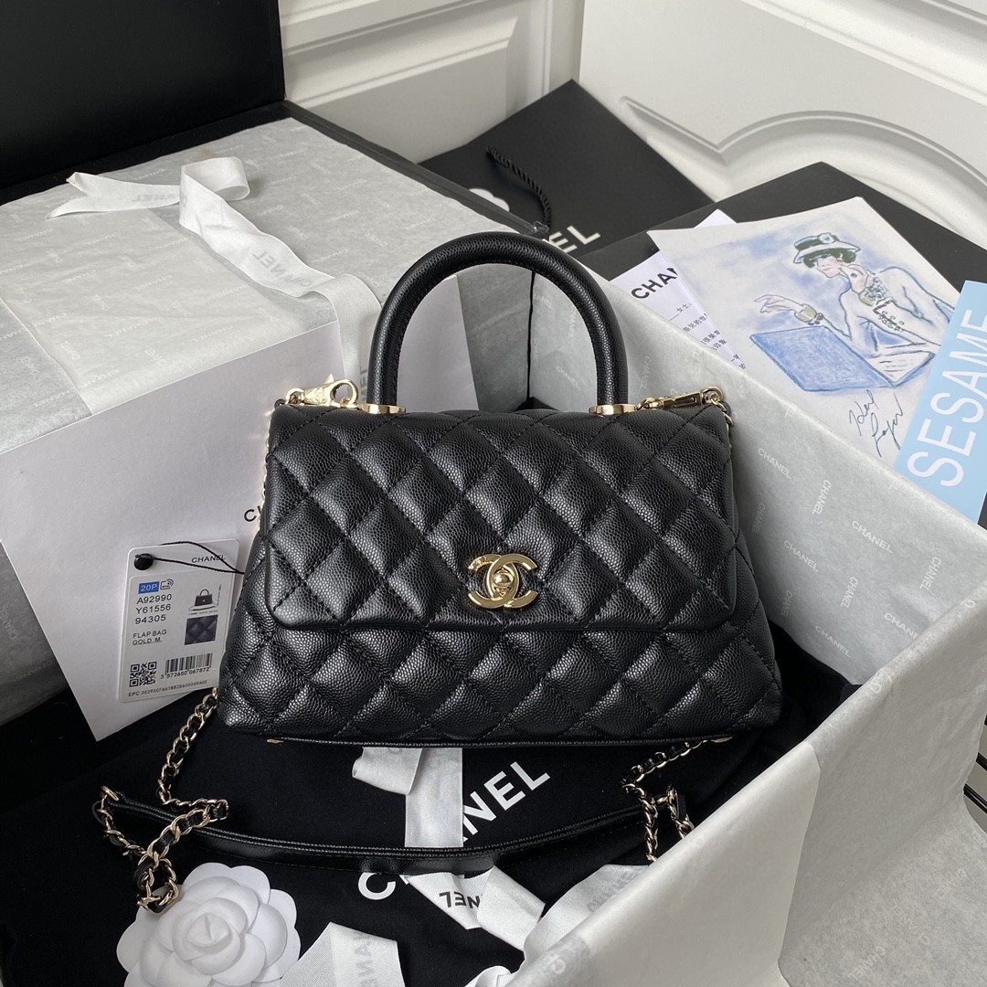 Ch*el coco handle bag a92990 24x14x10cm