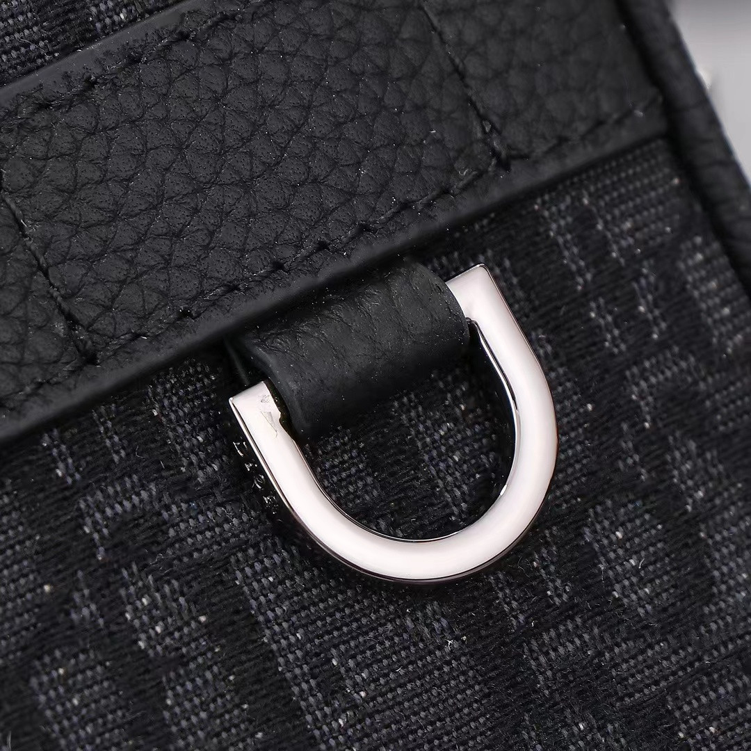 D*or mini safari bag with strap black D*or oblique jacquard 6.5 x 5 x 1.5 inches