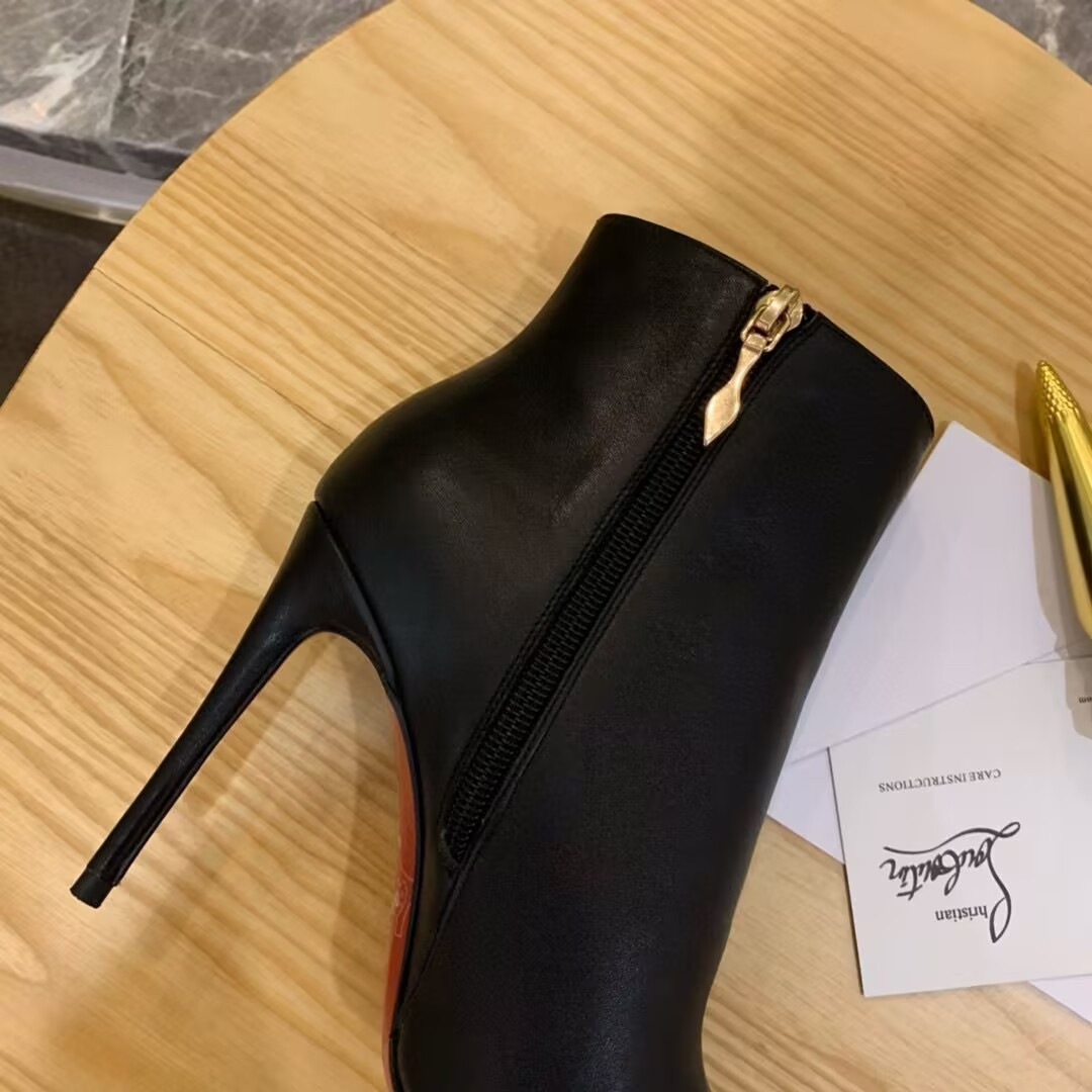 ua Ch**an louboutin miss z booty 100 mm low boots calf leather black