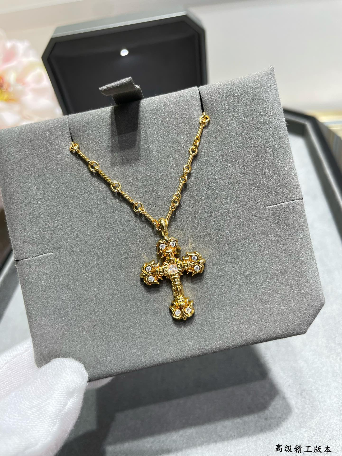 Ch*0me heart flame cross necklace