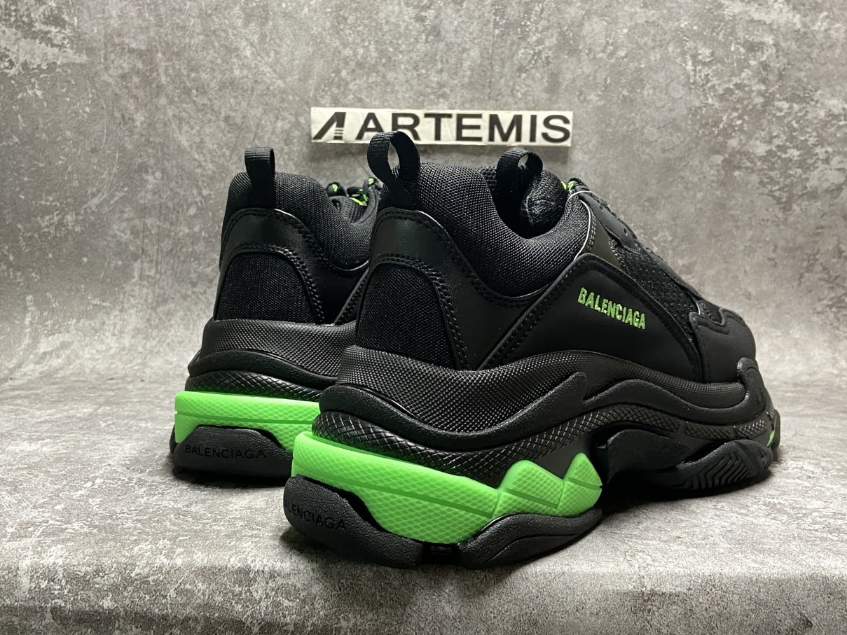 Balenciga Triple S Black and Neon Green