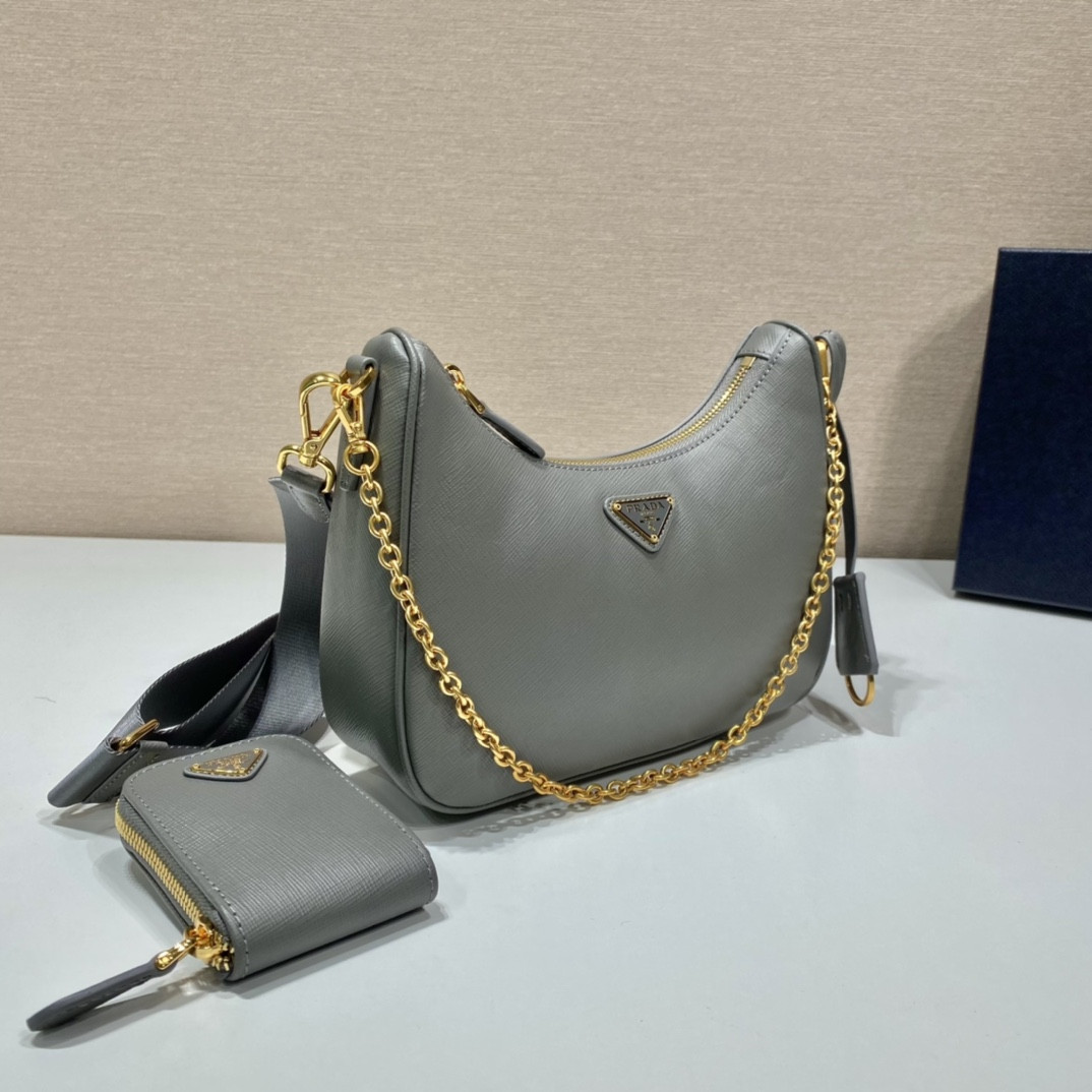 Pra*a re-edition 2005 saffiano leather bag grey