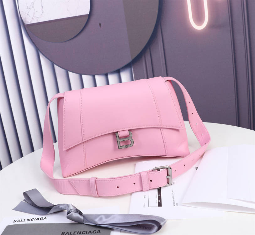 Ba*len*cia*ga women's hourglass hinge medium handbag in pink l12 x h6,7 x w4,1 inch