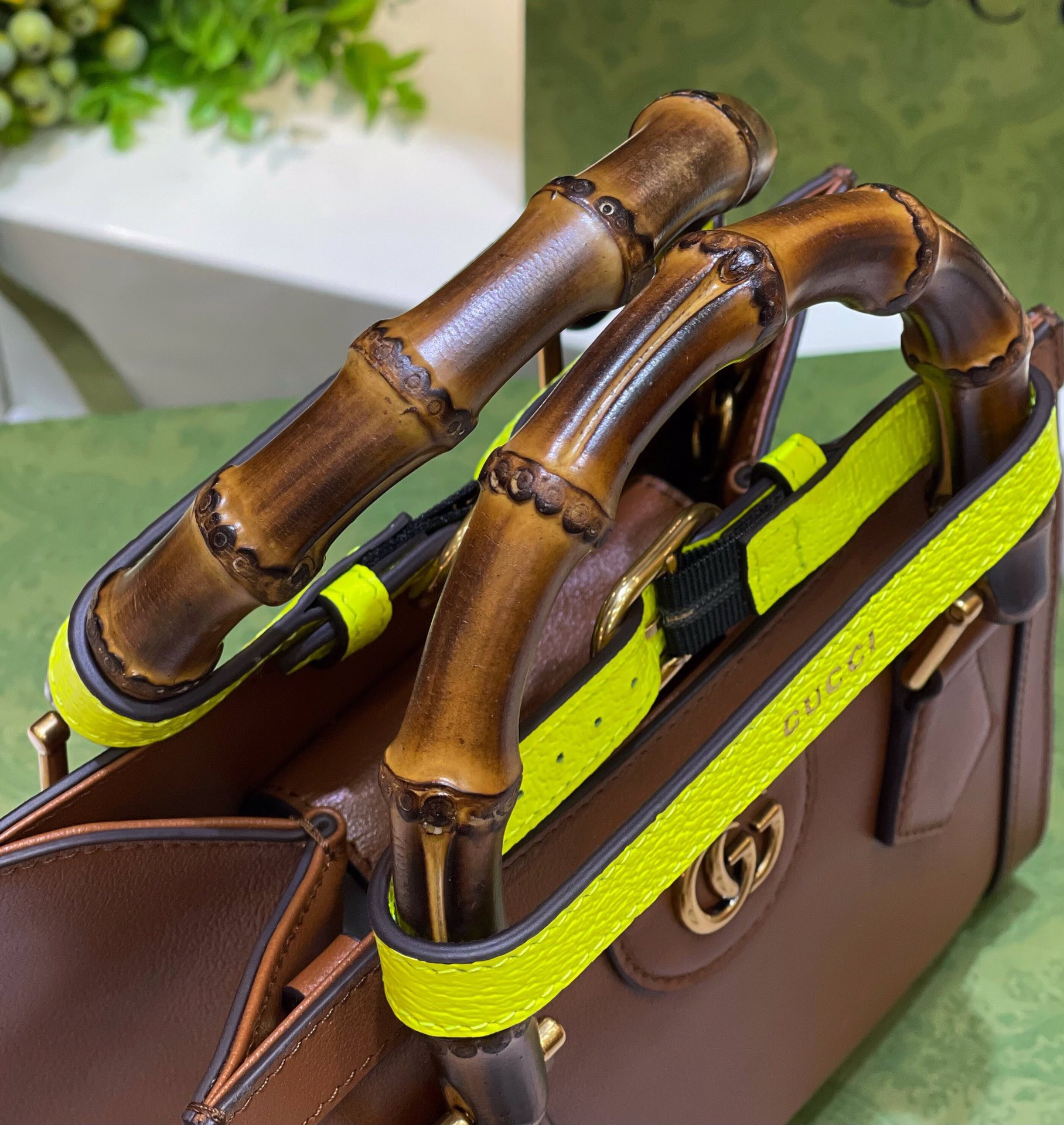 G*u*i diana mini tote bag brown 20w x 16h x 10d cm