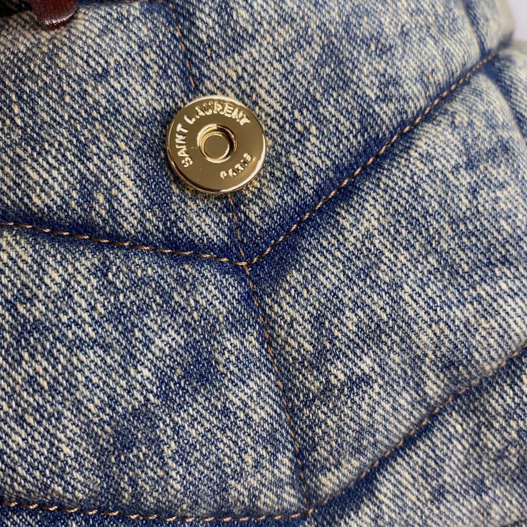 Y*L puffer in suede and denim light blue 23 x 15.5 x 5.8 cm