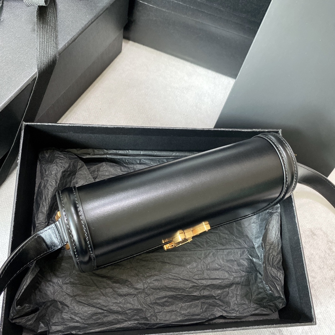 y*l solferino small satchel in box Sa**t Lau*nt black 7.4 x 5.1 x 1.9 inches