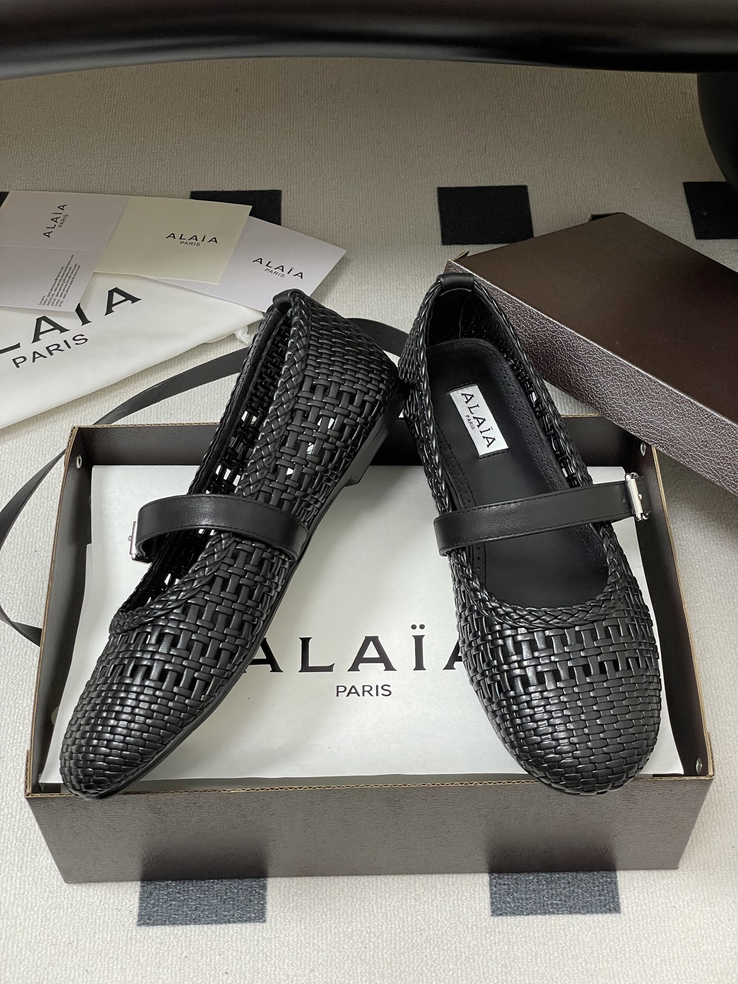 UA Alaïa Hollow Woven Mary Jane Flats(Customized Size 7-10 days production time)