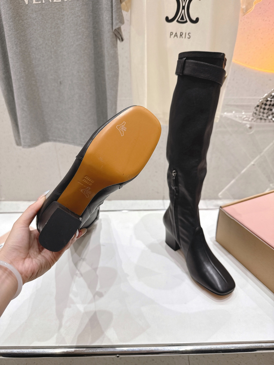 UA Miu Miu Nappa Leather Boots With Buckle 7cm Heel